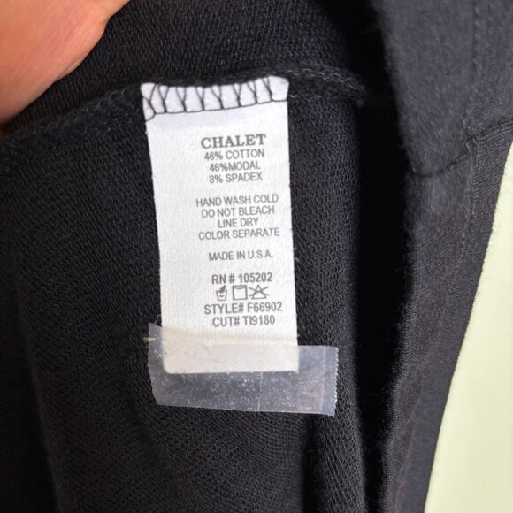 Chalet et ceci Dress Black Midi L Cowl Neck Sleeveless Pockets Lagom Minimalist - Picture 4 of 8